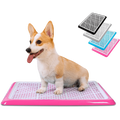 Corgi on pink Pet Awesome dog potty tray with available color choices
