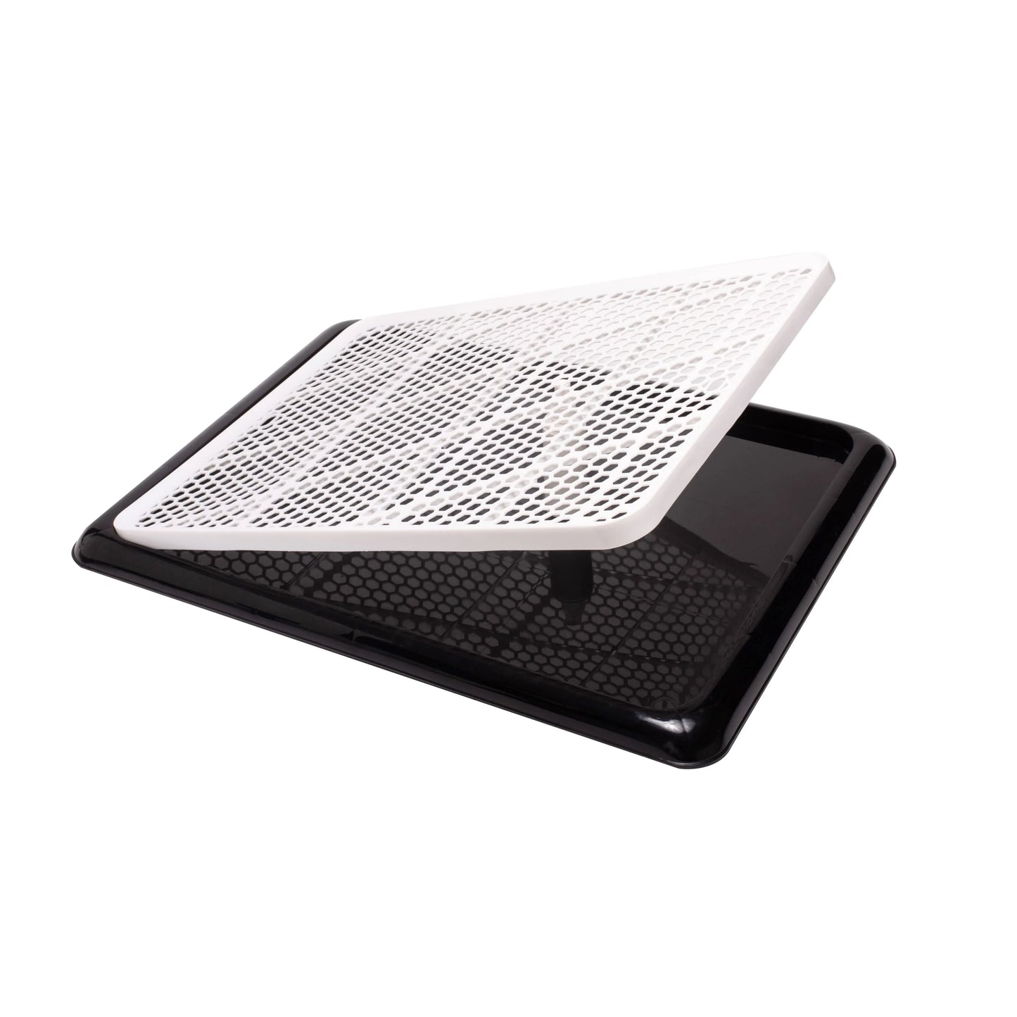 Pet Awesome black dog potty tray with lifted grid for pad replacement