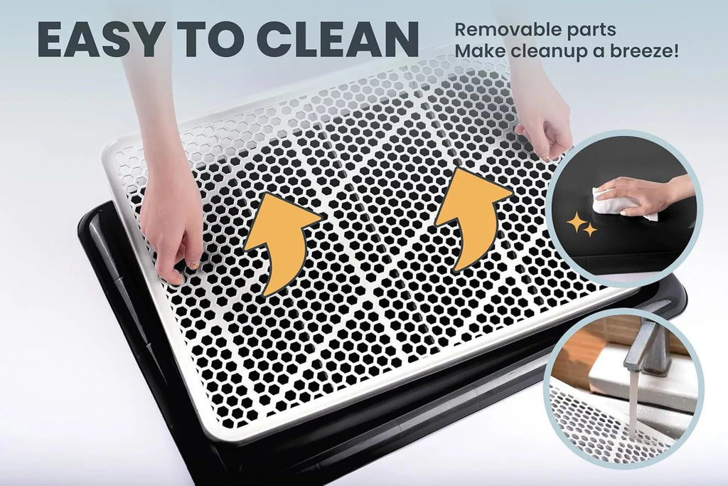 Easy-to-clean Pet Awesome dog potty tray with removable top and washable base