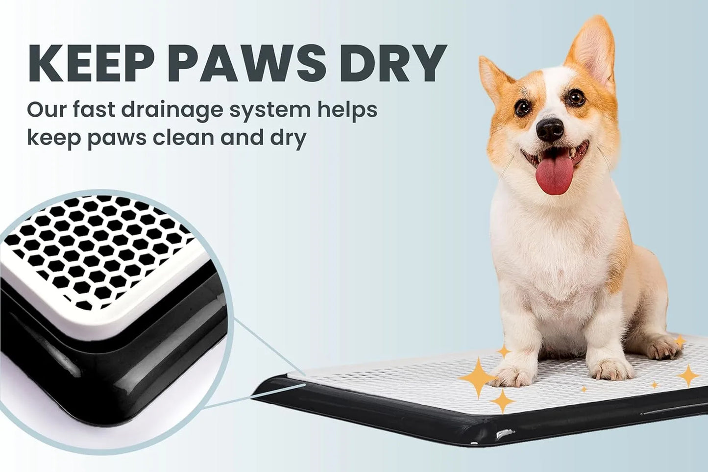 Pet Awesome dog potty tray fast drainage system keeps paws clean and dry