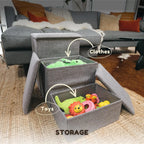 Grey Pet Awesome dog stairs used as toy and clothing storage box for pets