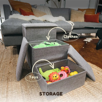 Grey Pet Awesome dog stairs used as toy and clothing storage box for pets