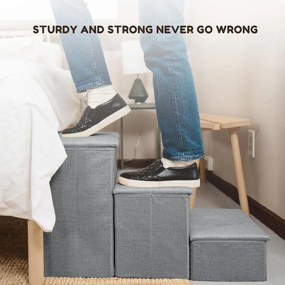 Pet Awesome grey dog stairs supporting adult weight to show strength and stability